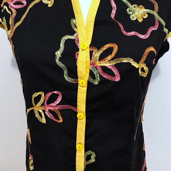 Zara Basic Cap Sleeves Button Down Blouse Women M - Picture 3 of 14